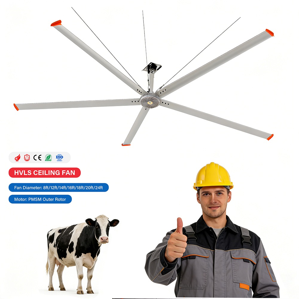 Qixiang HVLS PMSM Direct-Drive Industrial Ceiling Fans | High-Efficiency Ventilation for Livestock Farming